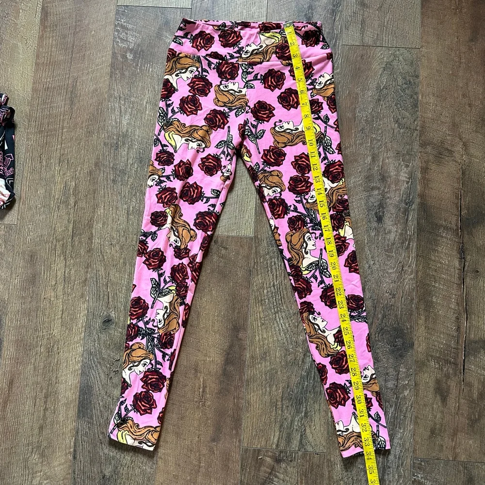 Girls LuLaRoe Pink Belle & Black Toy Story Leggings set 2